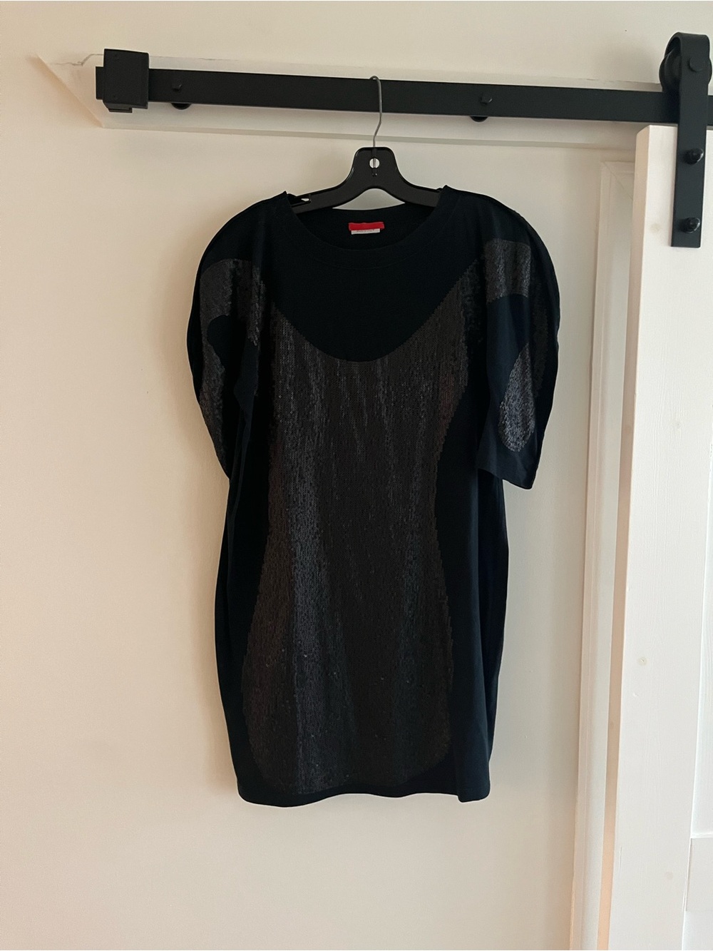 Prada Black Short Sleeve Shimmery Front Dress